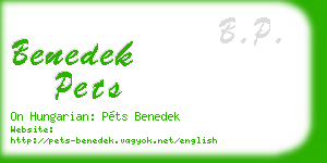 benedek pets business card